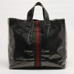 مملوكة مسبقًا Gucci x Comme des Garcons Black/Clear PVC Web Tote 
