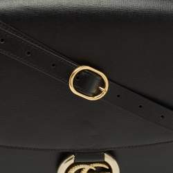 مملوكة مسبقًا Gucci GG Ring Flap Black Leather Shoulder Bag
