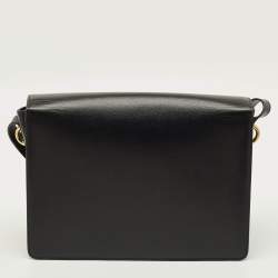 مملوكة مسبقًا Gucci GG Ring Flap Black Leather Shoulder Bag