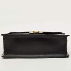 مملوكة مسبقًا Gucci GG Ring Flap Black Leather Shoulder Bag