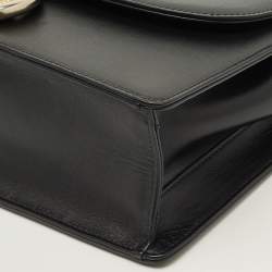 مملوكة مسبقًا Gucci GG Ring Flap Black Leather Shoulder Bag