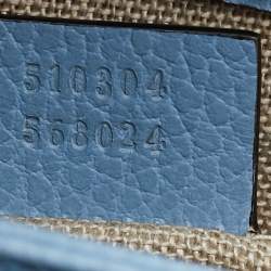 Pre Owned Gucci Dollar Interlocking G Small Light Blue Leather Shoulder Bag