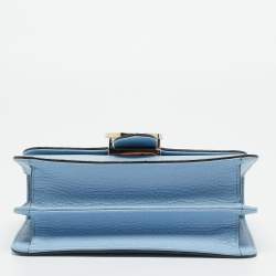 Pre Owned Gucci Dollar Interlocking G Small Light Blue Leather Shoulder Bag