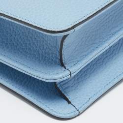 Pre Owned Gucci Dollar Interlocking G Small Light Blue Leather Shoulder Bag