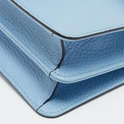 Pre Owned Gucci Dollar Interlocking G Small Light Blue Leather Shoulder Bag