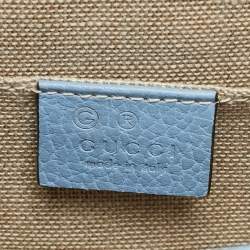 Pre Owned Gucci Dollar Interlocking G Small Light Blue Leather Shoulder Bag