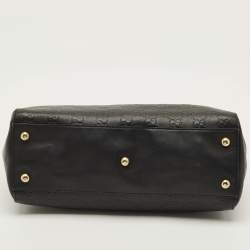 Pre Owned حقيبة يد غوتشي سلسلة جلد غوچيسيما أسود