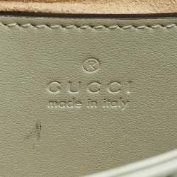 مملوكة مسبقًا Gucci GG Marmont Flap Mini Light Green Matelassé Leather Shoulder Bag