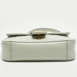 مملوكة مسبقًا Gucci GG Marmont Flap Mini Light Green Matelassé Leather Shoulder Bag