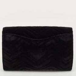 Pre Owned Gucci GG Marmont Black Matelassé Velvet Clutch