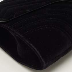 Pre Owned Gucci GG Marmont Black Matelassé Velvet Clutch
