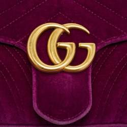 Pre Owned حقيبة كتف غوتشي GG مارمونت مخمل ماتلاسي أرجواني صغيرة 