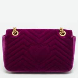 Pre Owned حقيبة كتف غوتشي GG مارمونت مخمل ماتلاسي أرجواني صغيرة 