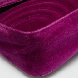 Pre Owned حقيبة ك تف غوتشي GG مارمونت مخمل ماتلاسي أرجواني صغيرة 