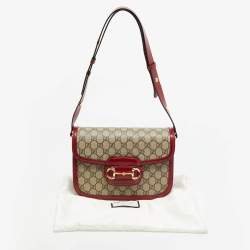 Pre Owned حقيبة كتف غوتشي هورسبيت 1955 قماش و جلد أخضر/بيج GG Supreme 