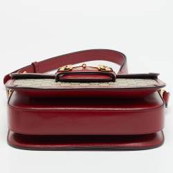 Pre Owned حقيبة كتف غوتشي هورسبيت 1955 قماش و جلد أخضر/بيج GG Supreme 