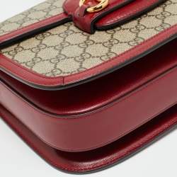 Pre Owned حقيبة كتف غوتشي هورسبيت 1955 قماش و جلد أخضر/بيج GG Supreme 