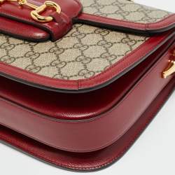 Pre Owned حقيبة كتف غوتشي هورسبيت 1955 قماش و جلد أخضر/بيج GG Supreme 