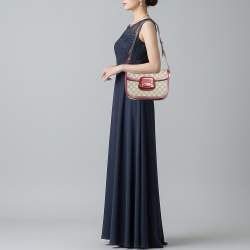 Pre Owned حقيبة كتف غوتشي هورسبيت 1955 قماش و جلد أخضر/بيج GG Supreme 