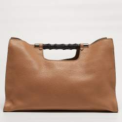 مملوكة مسبقًا حقيبة يد غوتشي بامبو ديلي جلد بيج