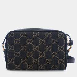 Pre Owned Gucci Black Mini GG Denim Ophidia Crossbody