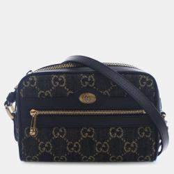 Pre Owned Gucci Black Mini GG Denim Ophidia Crossbody