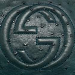 Pre Owned حقيبة كروس بودي جلد نعام أخضر داكن سوهوس ديسكو كاميرا من غوتشي