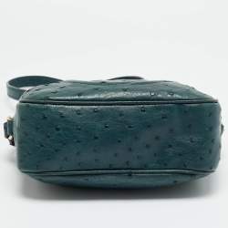 Pre Owned حقيبة كروس بودي جلد نعام أخضر داكن سوهوس ديسكو كاميرا من غوتشي