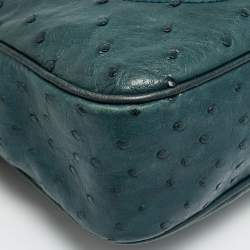 Pre Owned حقيبة كروس بودي جلد نعام أخضر داكن سوهوس ديسكو كاميرا من غوتشي