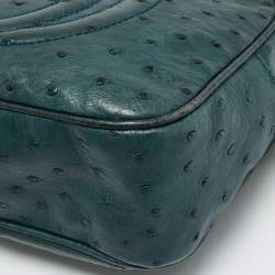 Pre Owned حقيبة كروس بودي جلد نعام أخضر داكن سوهوس ديسكو كاميرا من غوتشي