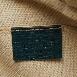 Pre Owned حقيبة كروس بودي جلد نعام أخضر داكن سوهوس ديسكو كاميرا من غوتشي