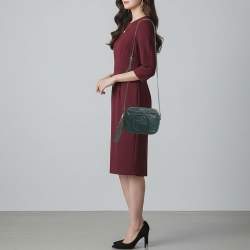 Pre Owned حقيبة كروس بودي جلد نعام أخضر داكن سوهوس ديسكو كاميرا من غوتشي