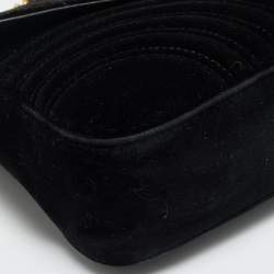 مملوكة مسبقًا Gucci GG Marmont Flap Medium Black Matelassé Velvet Shoulder Bag