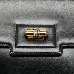 Pre Owned حقيبة كتف غوتشي قفل قابل للطي جلد أسود