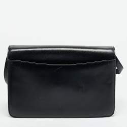 Pre Owned حقيبة كتف غوتشي قفل قابل للطي جلد أسود