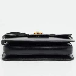 Pre Owned حقيبة كتف غوتشي قفل قابل للطي جلد أسود