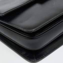 Pre Owned حقيبة كتف غوتشي قفل قابل للطي جلد أسود