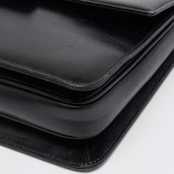 Pre Owned حقيبة كتف غوتشي قفل قابل للطي جلد أسود