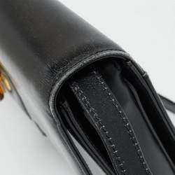 Pre Owned حقيبة كتف غوتشي قفل قابل للطي جلد أسود