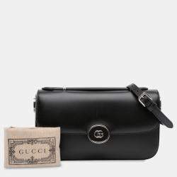 Pre Owned حقيبة غوتشي ساتشل غي جي جلد صغيرة سوداء