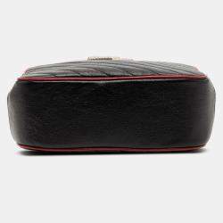 مملوكة مس بقًا حقيبة ساتشيل غوتشي ماتيلسي GG صغيرة جلد أسود قطري ويد بامبو تورشون