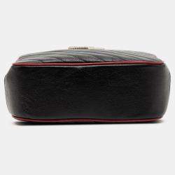 Pre Owned حقيبة غوتشي ساتشل بامبو تورشون جلد مائل ماتيللاس جي جي سوداء صغيرة