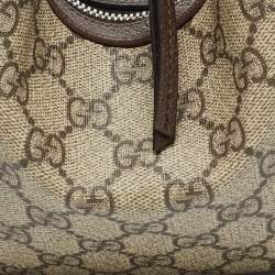 Pre Owned Gucci Attache Beige Small GG Supreme Canvas and Leather Bag