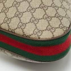 Pre Owned Gucci Attache Beige Small GG Supreme Canvas and Leather Bag