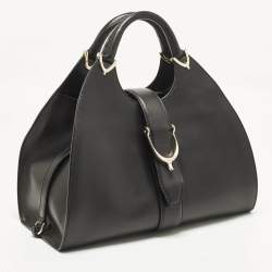 مملوكة مسبقًا حقيبة غوتشي يد علوية ستراب جلد ناعم سوداء