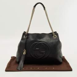 مملوكة مسبقًا Gucci Soho Chain Medium Black Leather Shoulder Bag