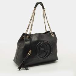 مملوكة مسبقًا Gucci Soho Chain Medium Black Leather Shoulder Bag