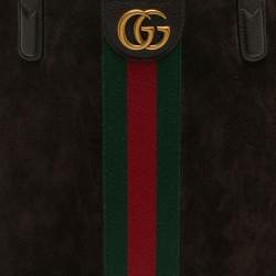 مملوكة مسبقًا Gucci Ophidia Dark Brown Leather and Suede Shopper Tote