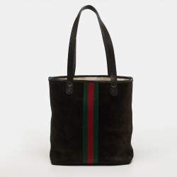 مملوكة مسبقًا Gucci Ophidia Dark Brown Leather and Suede Shopper Tote