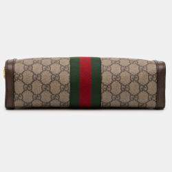 مملوكة مسبقًا Gucci Brown Small GG Supreme Web Ophidia Chain Crossbody